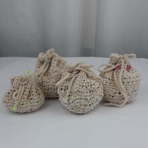 Set Of 4 Mini Crochet Drawing Pouch Bags